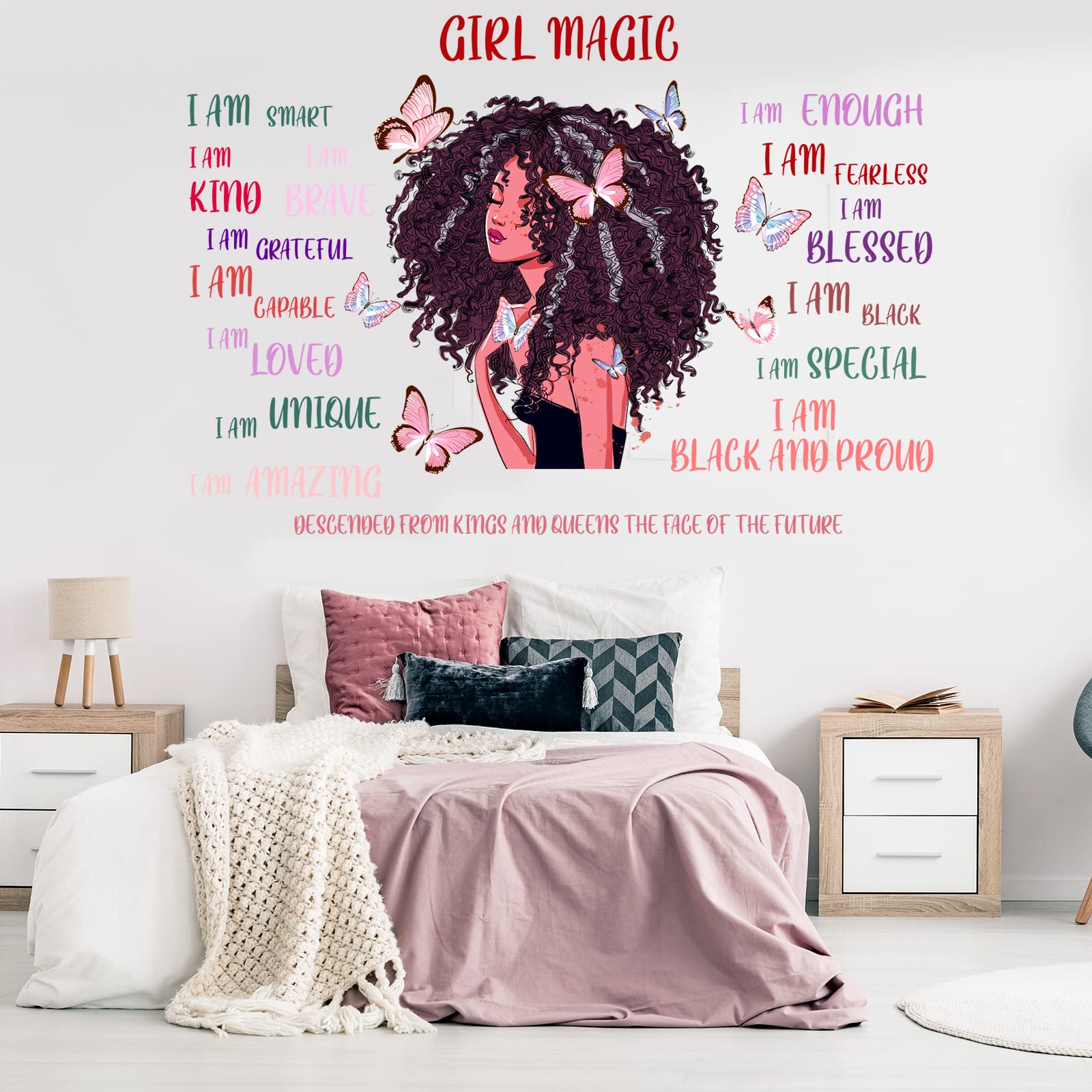 Black Girl Inspirational Quote Wall Decal Butterfly Sticker Motivational Saying American Wall Decor Sticker For Wall Decoration